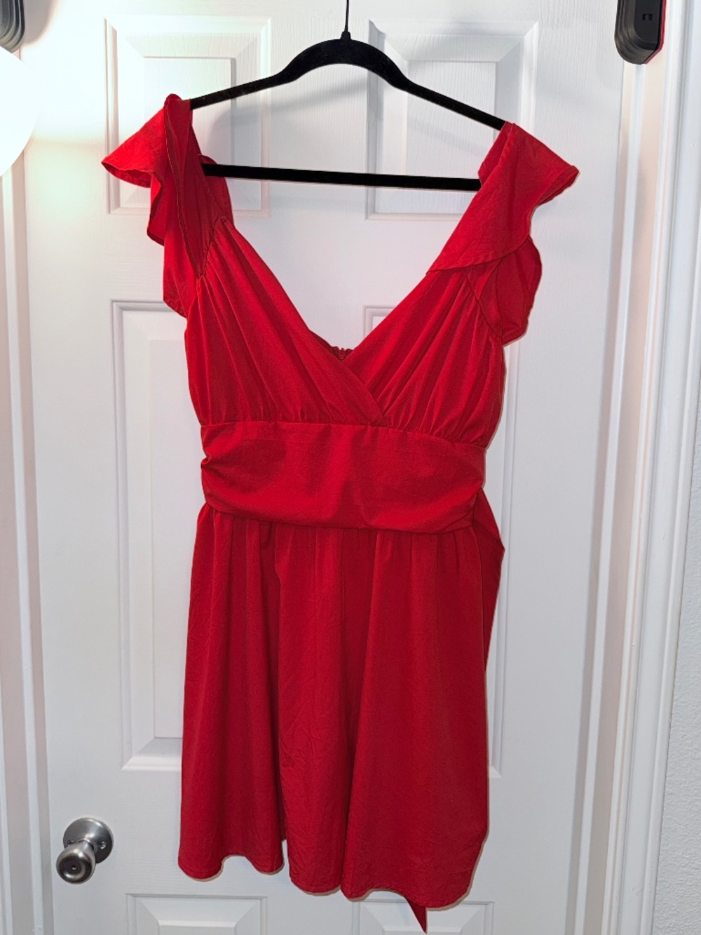Red ruffled dress